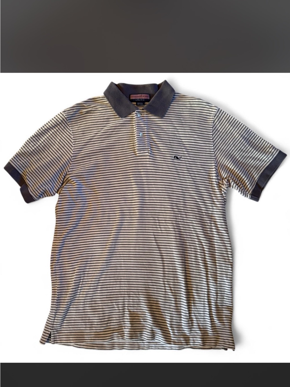 Vineyard Vines  Men's Striped Polo Shirt - Gray/White